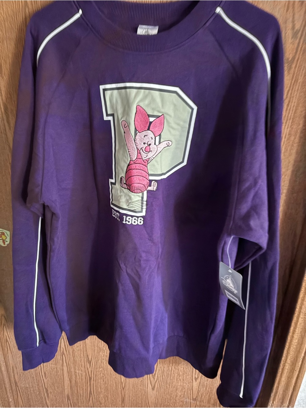 Disney Purple Piglet Pullover Sweatshirt with White Piping